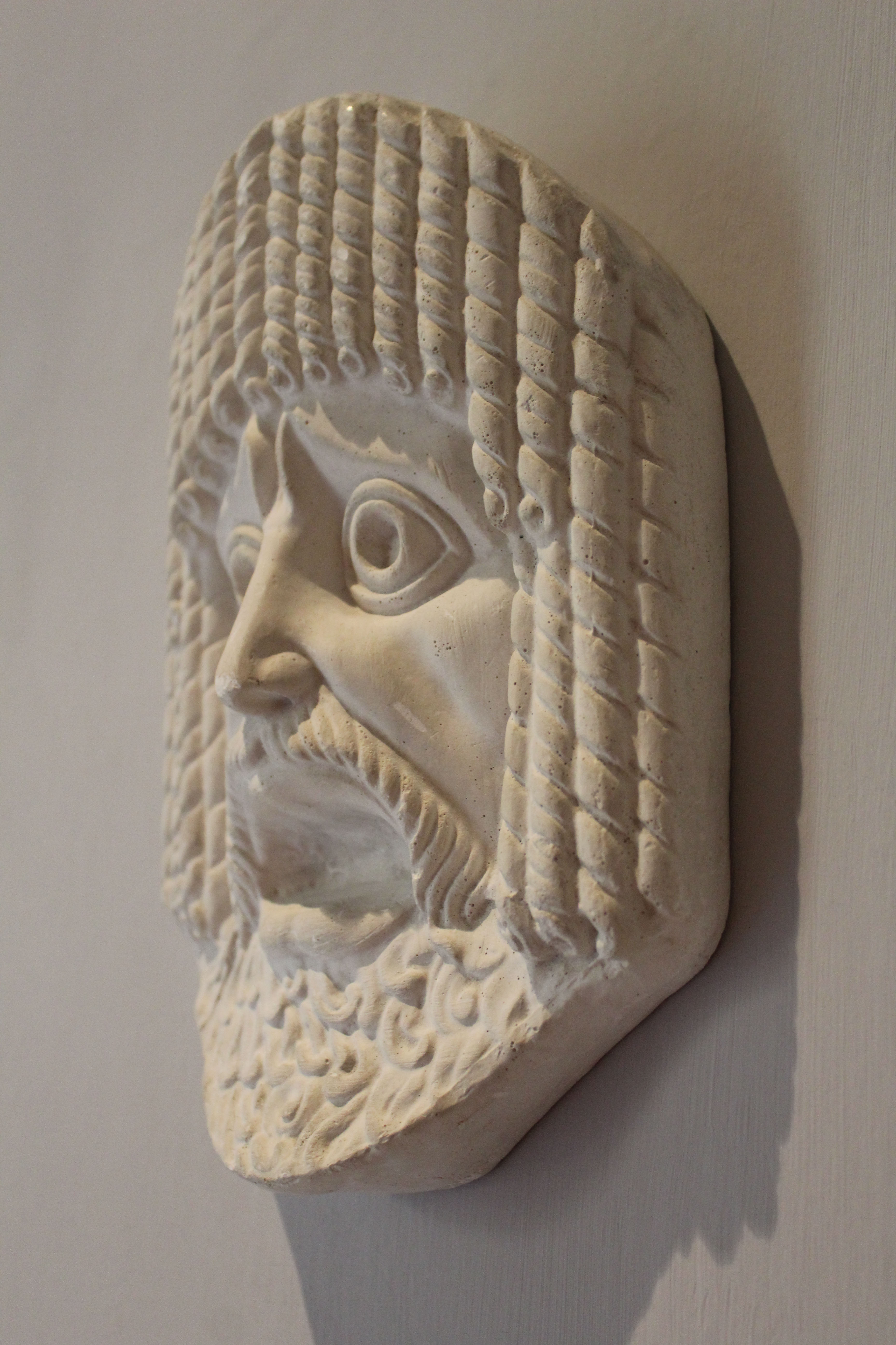 Greek tragedy mask - Ancient theater, Italy 1970