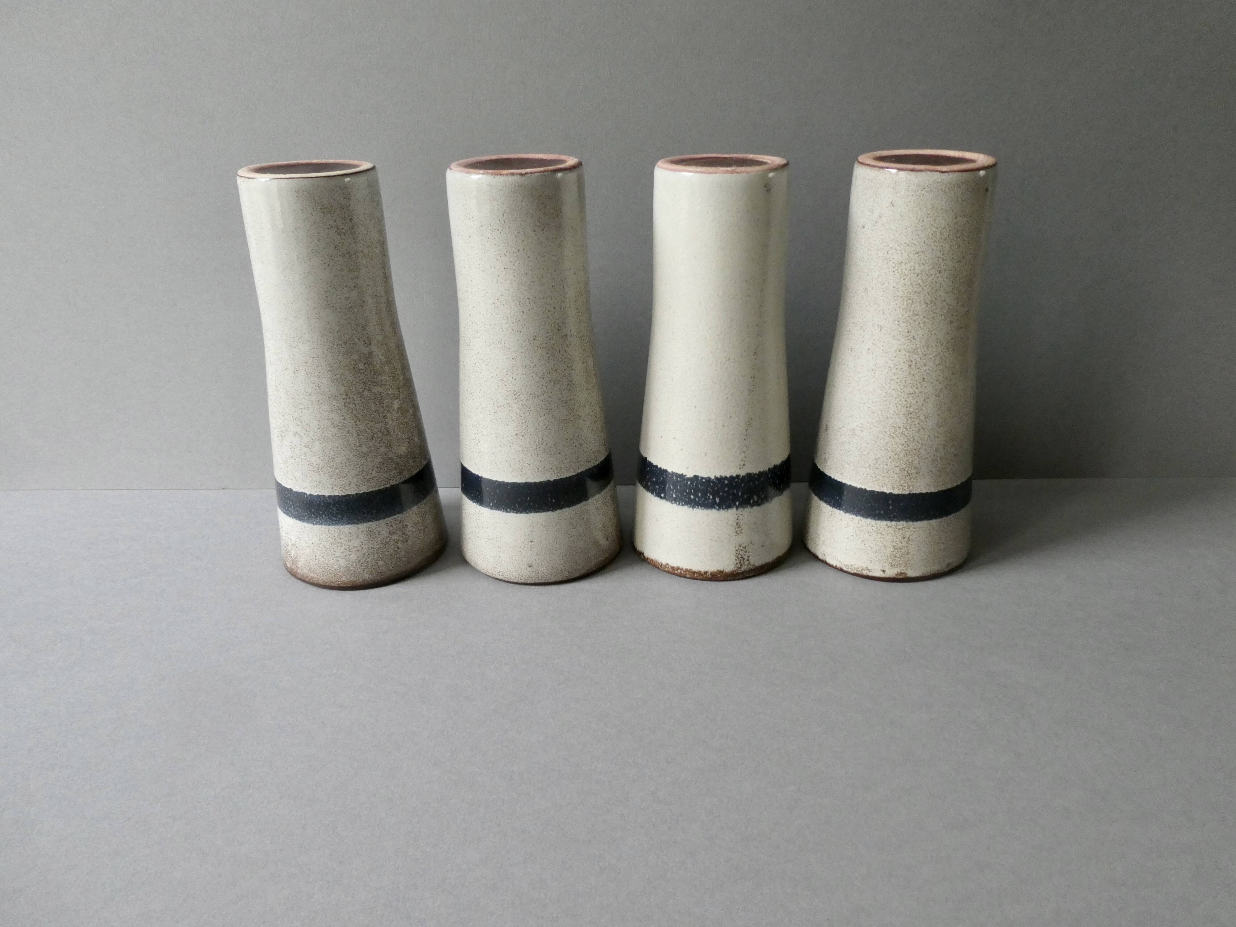 4 large ceramic glasses signed MBFA Pornic, 1960s