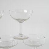 Magnificent set of 5 blown glass champagne glasses, early 20th century