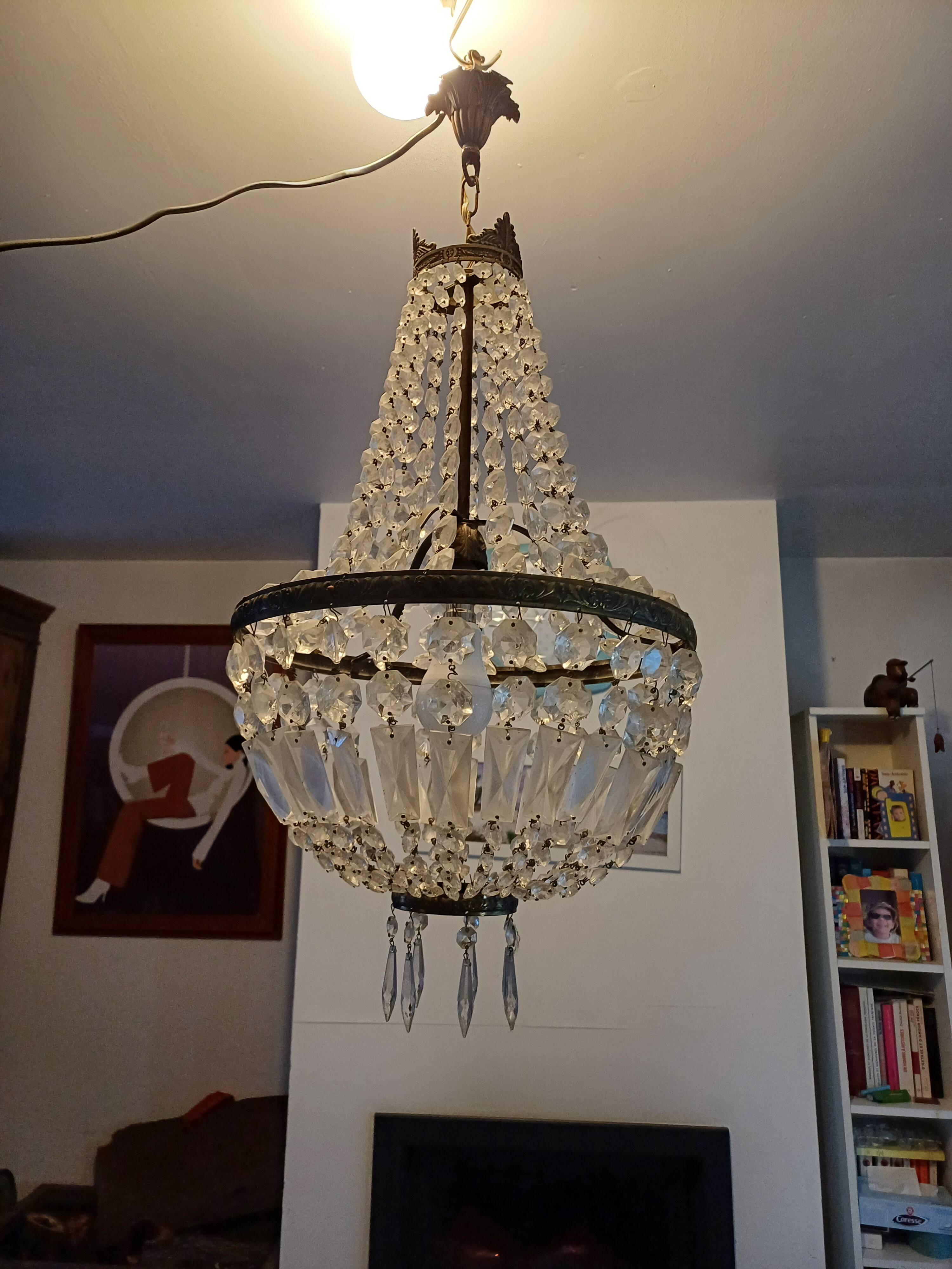 Crystal and Brass Hot Air Balloon Tassel Chandelier