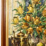 Swedish Mid-Century Oil On CanvasPainting" Floral Still Life " by  Lars DraabyeK --Vintage & Framed