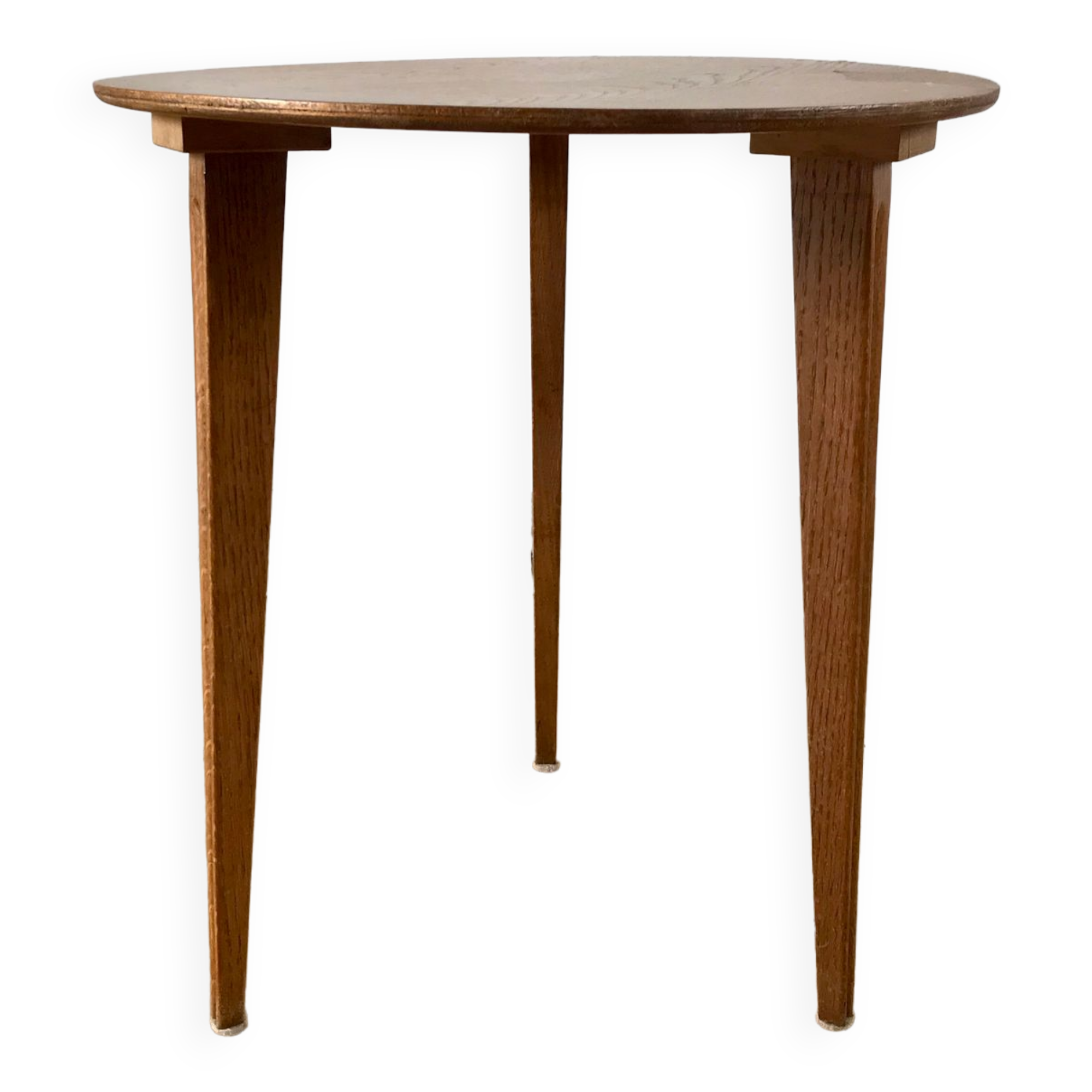 Tripod wood veneer side table 50-60s