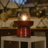 Red ceramic table lamp by Guillerme and Chambron 1980s