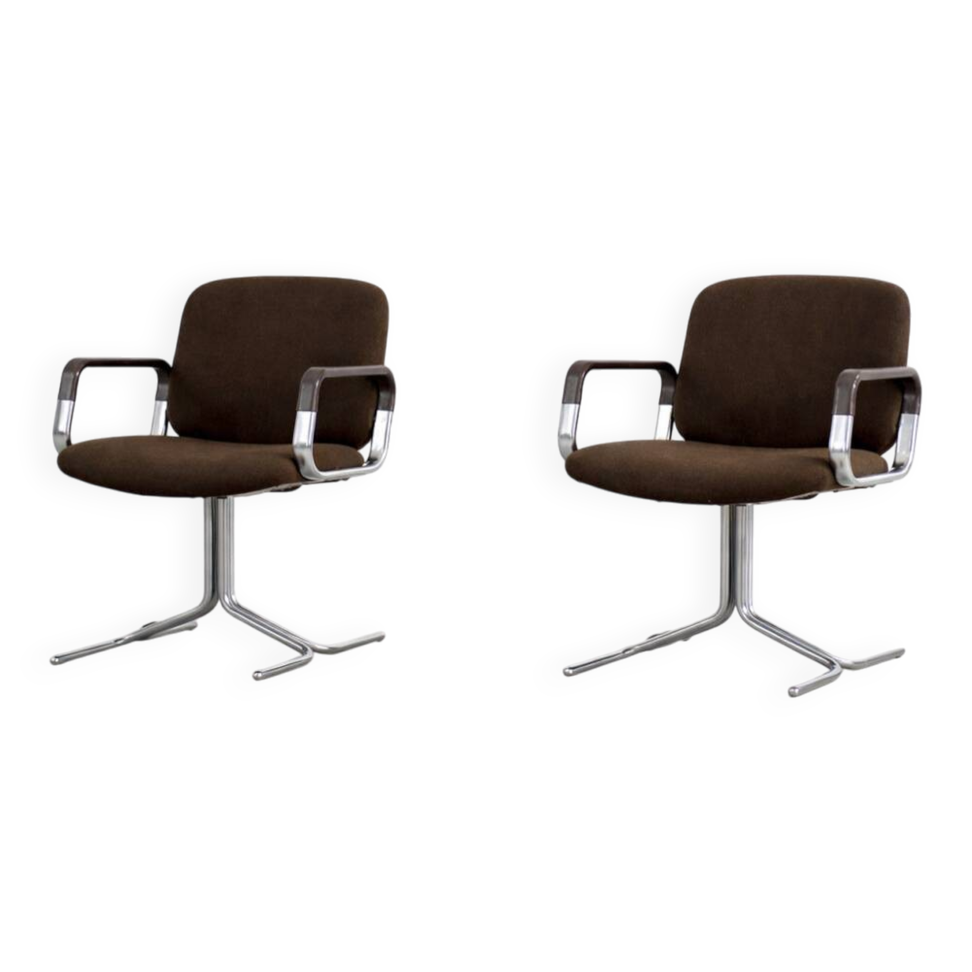 Pair of Vintage Mid-Century German Modern Fabric and Aluminium Chairs Mauser