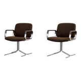 Pair of Vintage Mid-Century German Modern Fabric and Aluminium Chairs Mauser