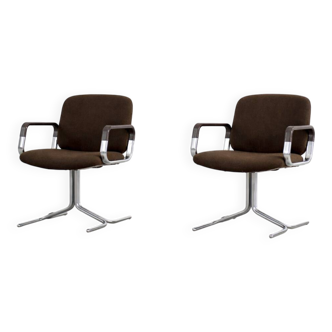 Pair of Vintage Mid-Century German Modern Fabric and Aluminium Chairs Mauser