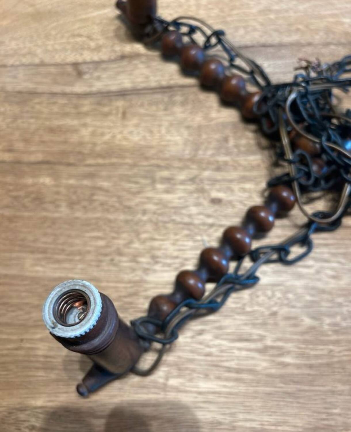 Twisted wood chandelier