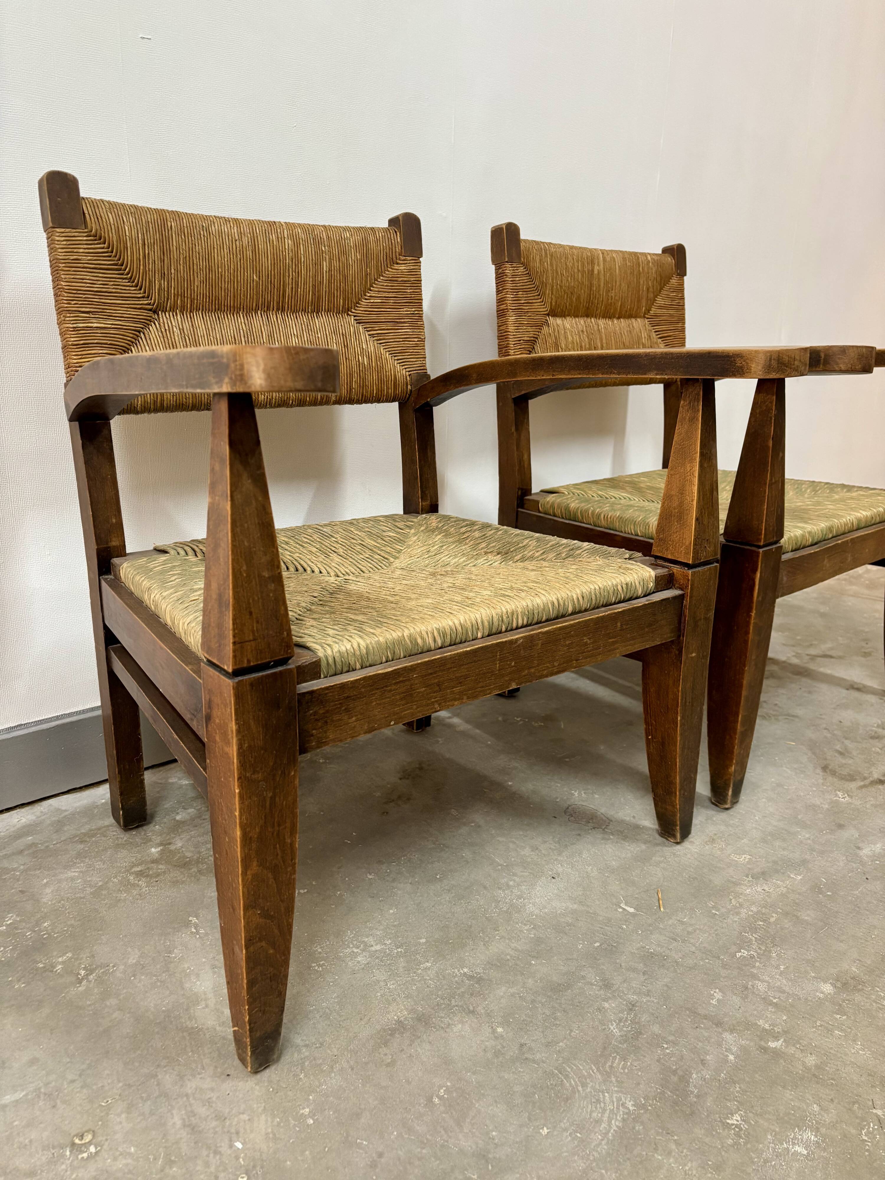 Pair of vintage brutalist armchairs from the 1960s.