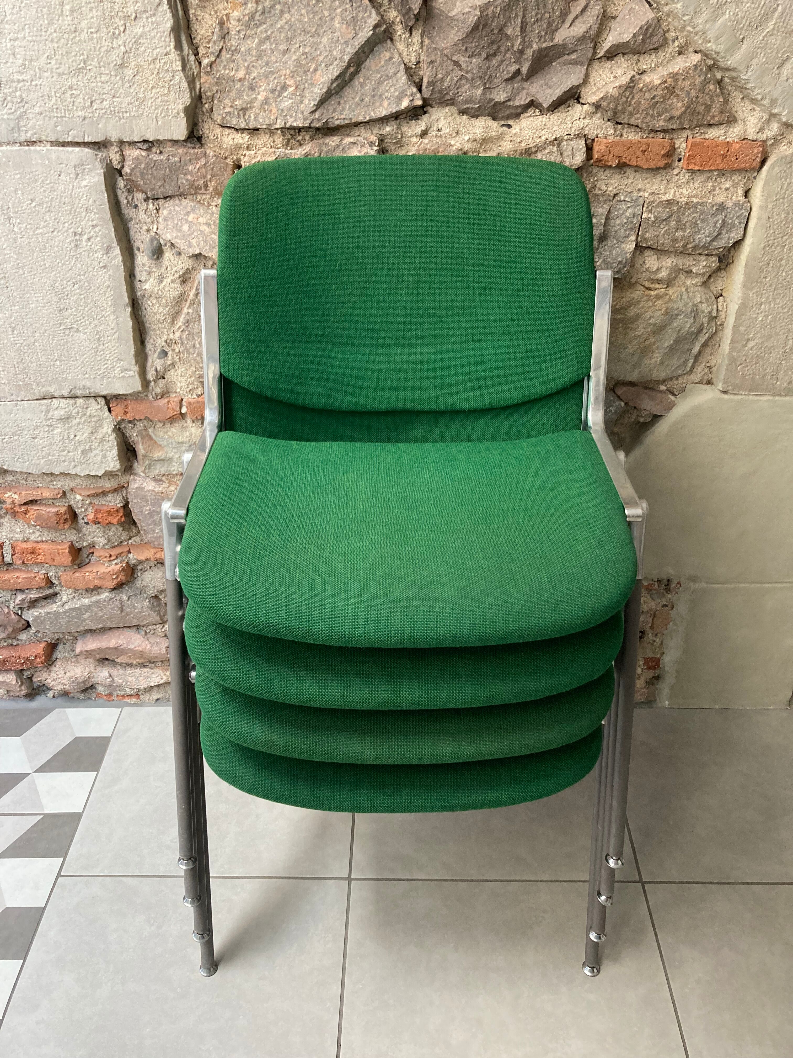 Set of 4 Green DSC106 Giancarlo Piretti chairs by Castelli