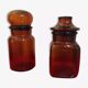 Pair of old amber glass jars
