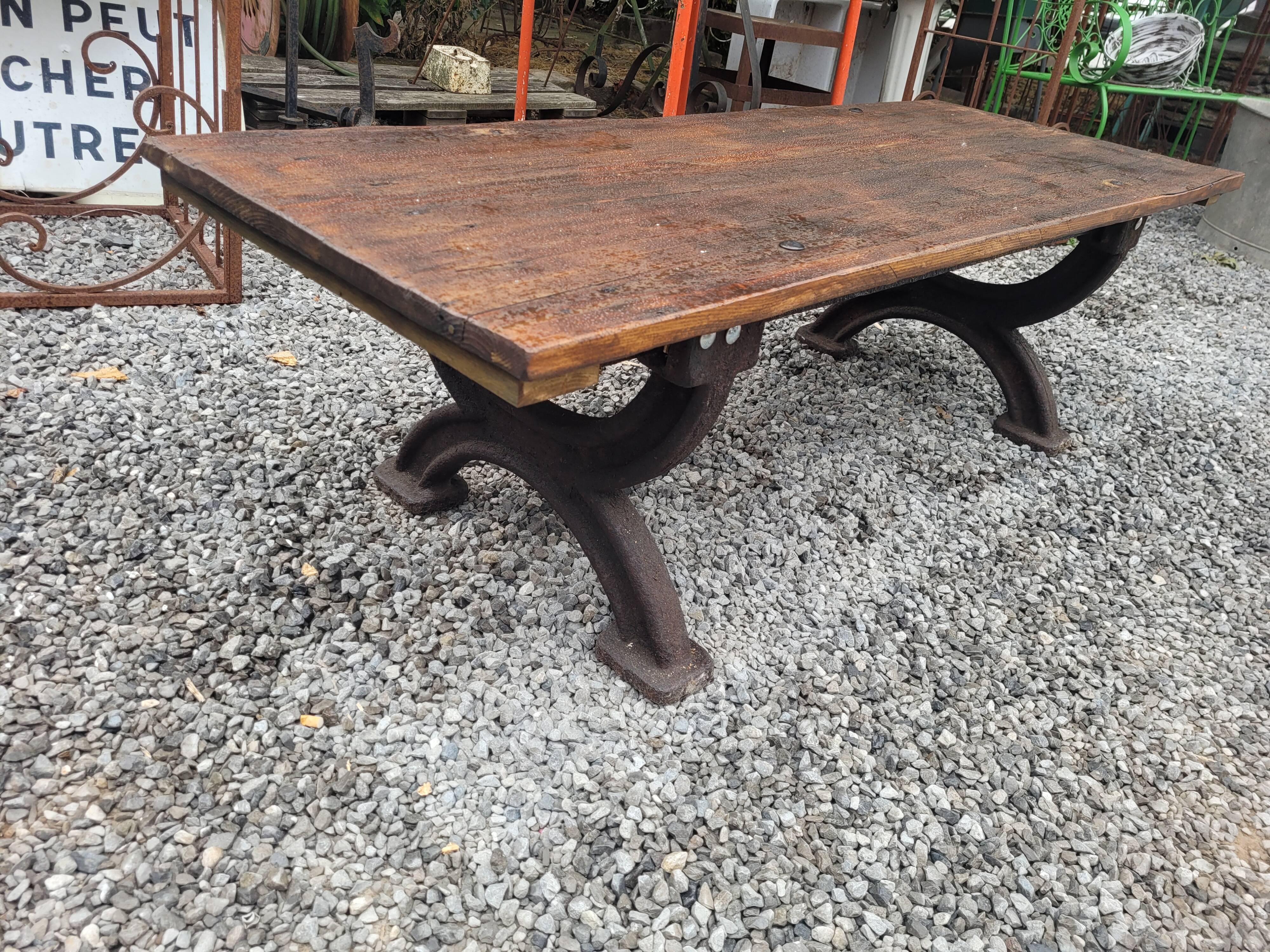 Bench or garden coffee table cast iron legs 150×56cms