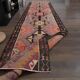1970s Turkish Oushak Handmade Wool Cotton Orange Runner Rug 90x400