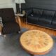 rare table basse ''ronde'' Vallauris par Raymonde Leduc.
