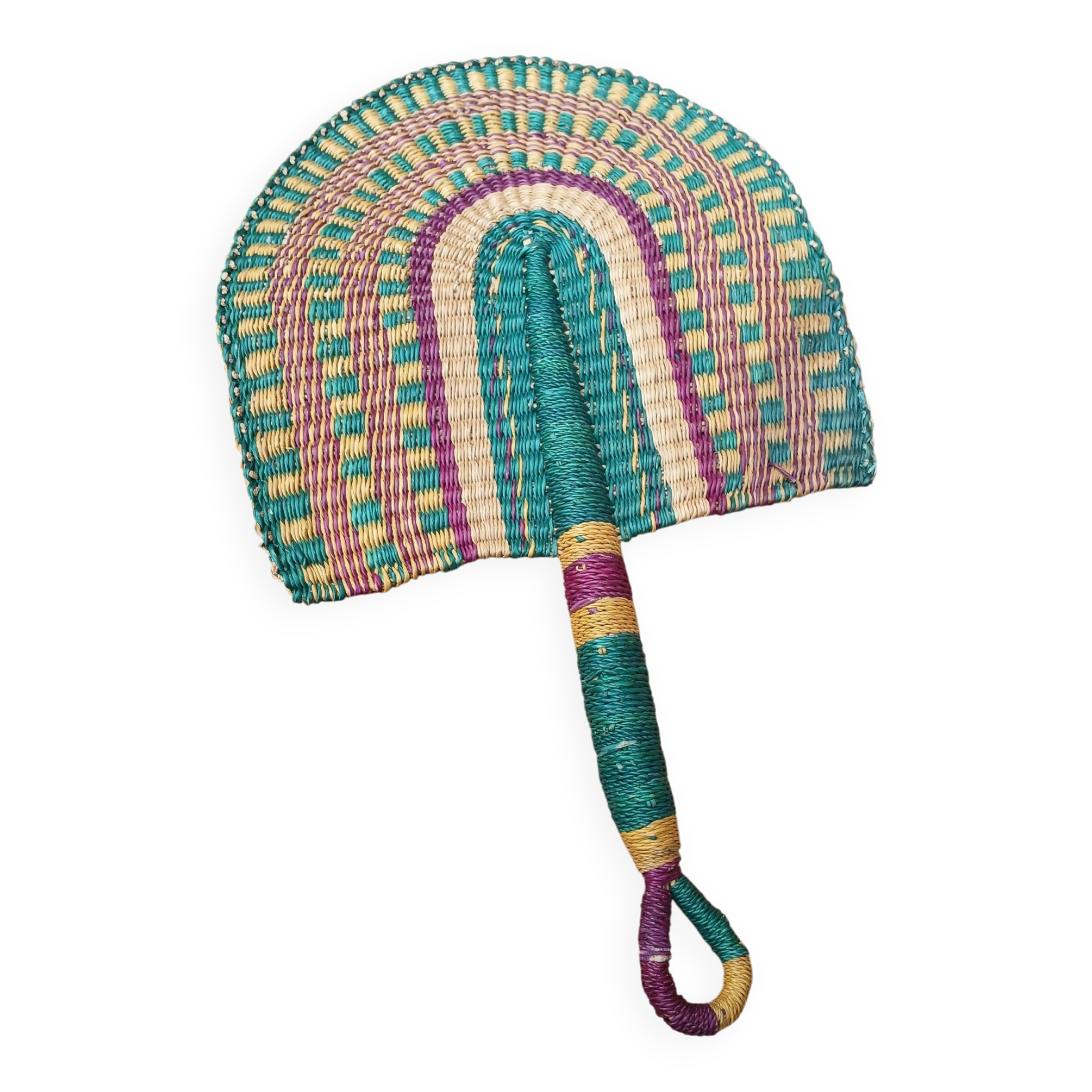 Éventail africain en fibres naturelles
