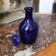 Legras vase, late 19th century, navy blue glass, enamelled with fleur-de-lis.
