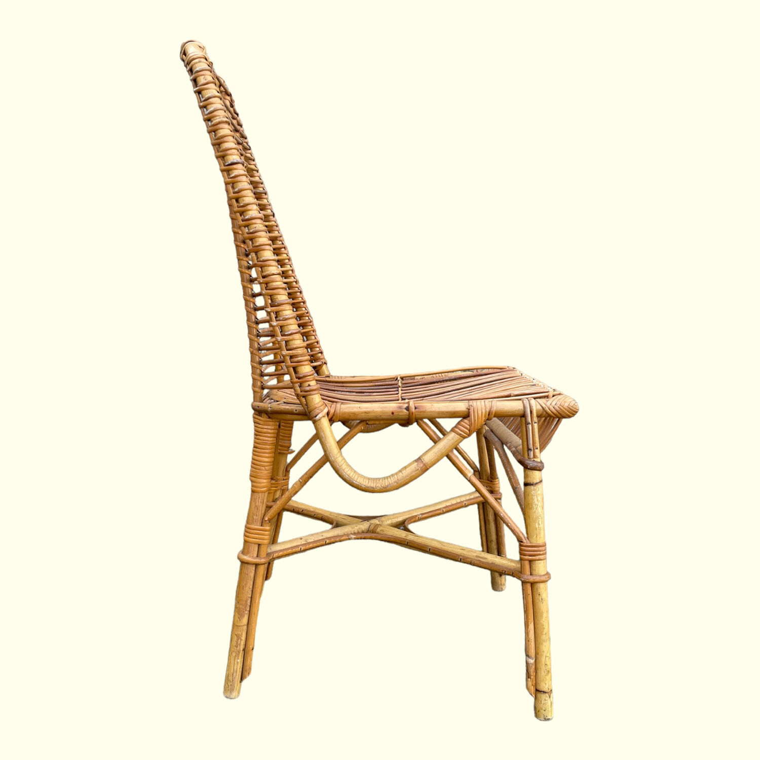 Bamboo and rattan desk and chair set, circa 1970