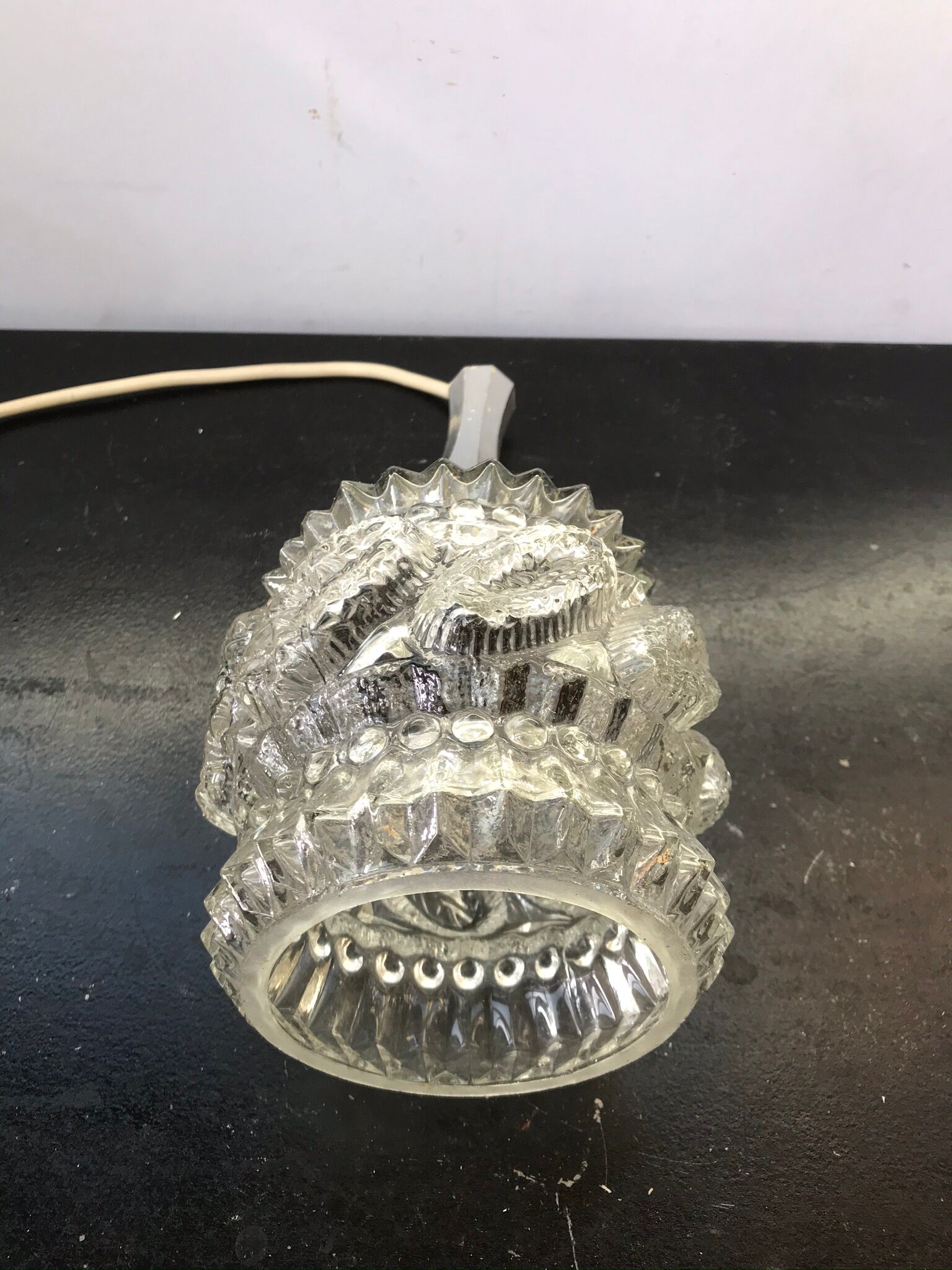 Old hanging Moulded Glass Vintage 70s