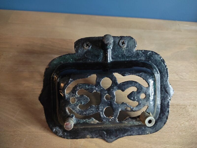 Door Soap on foot in black enamelled metal Old vintage décor dp 0222f042