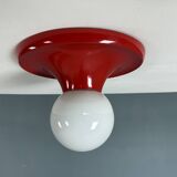 Castiglioni red metal "Light Ball" wall or ceiling lamp for Flos, Italy 1970s