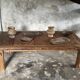 Large upcycled golden teak coffee table L1m60 W70 H45