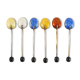 6 mocha spoons in solid silver vermeil and enamelled silver lion passant