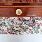 Ebonized Beech and Rose-Patterned Fabric Console with a Drawer, Italy