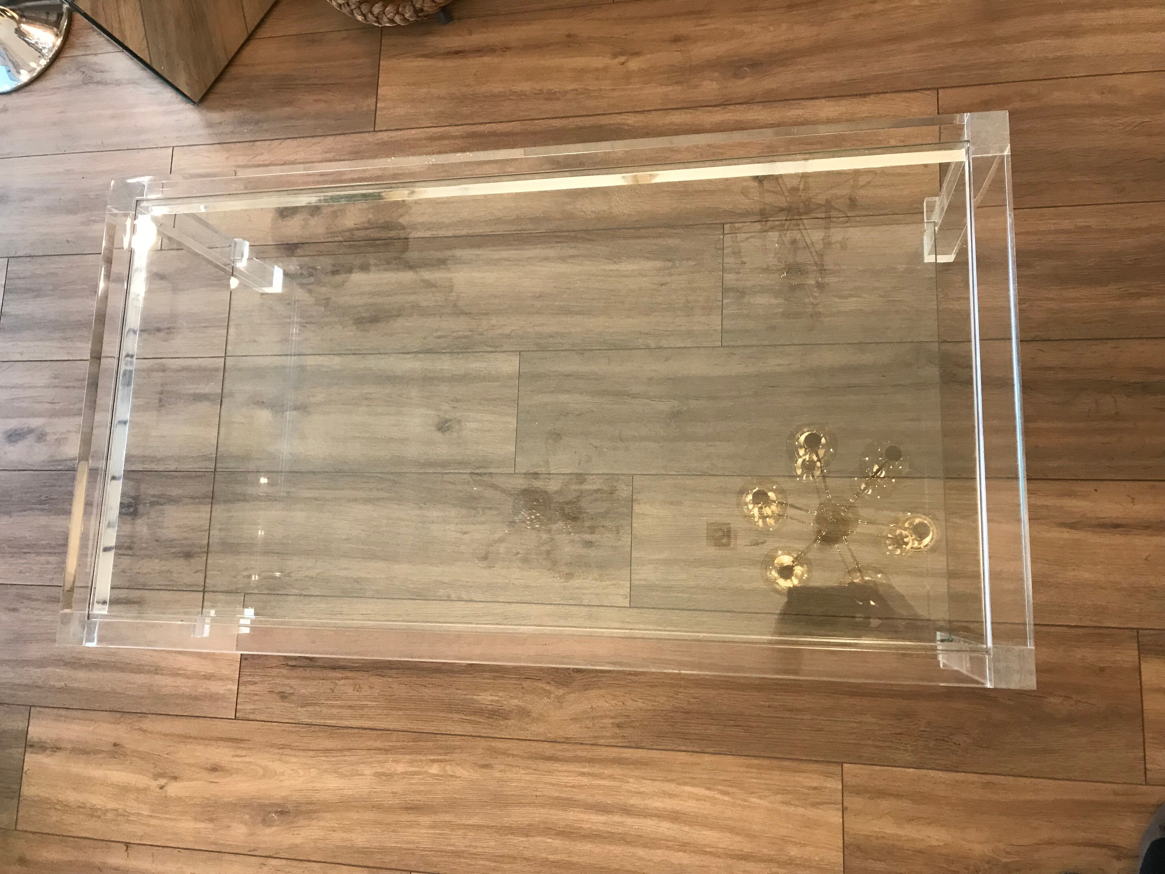 Plexiglass and glass coffee table "Les Invisibles de Marais" 1980