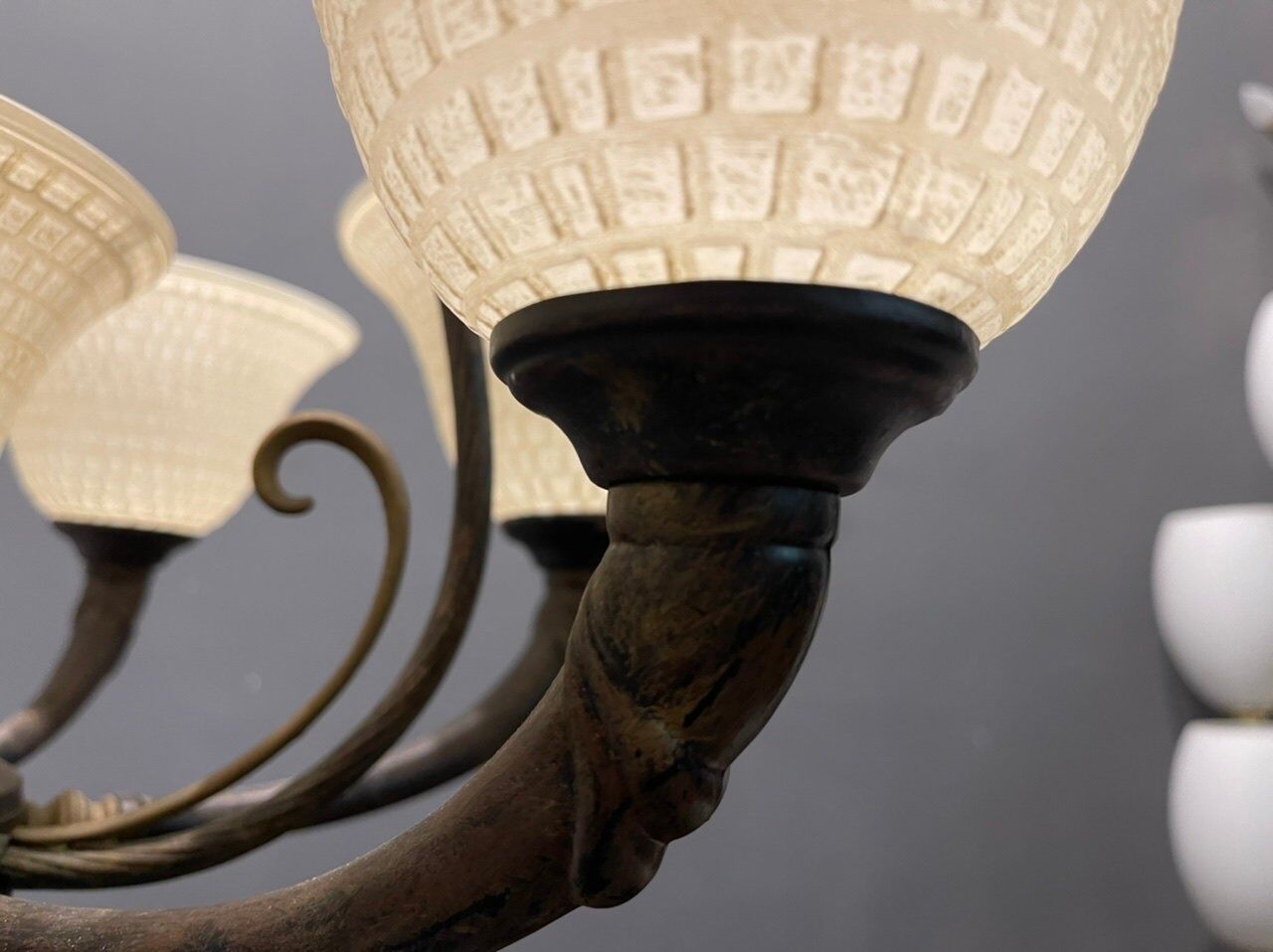 Vintage bronze Murano glass chandelier 1960s
