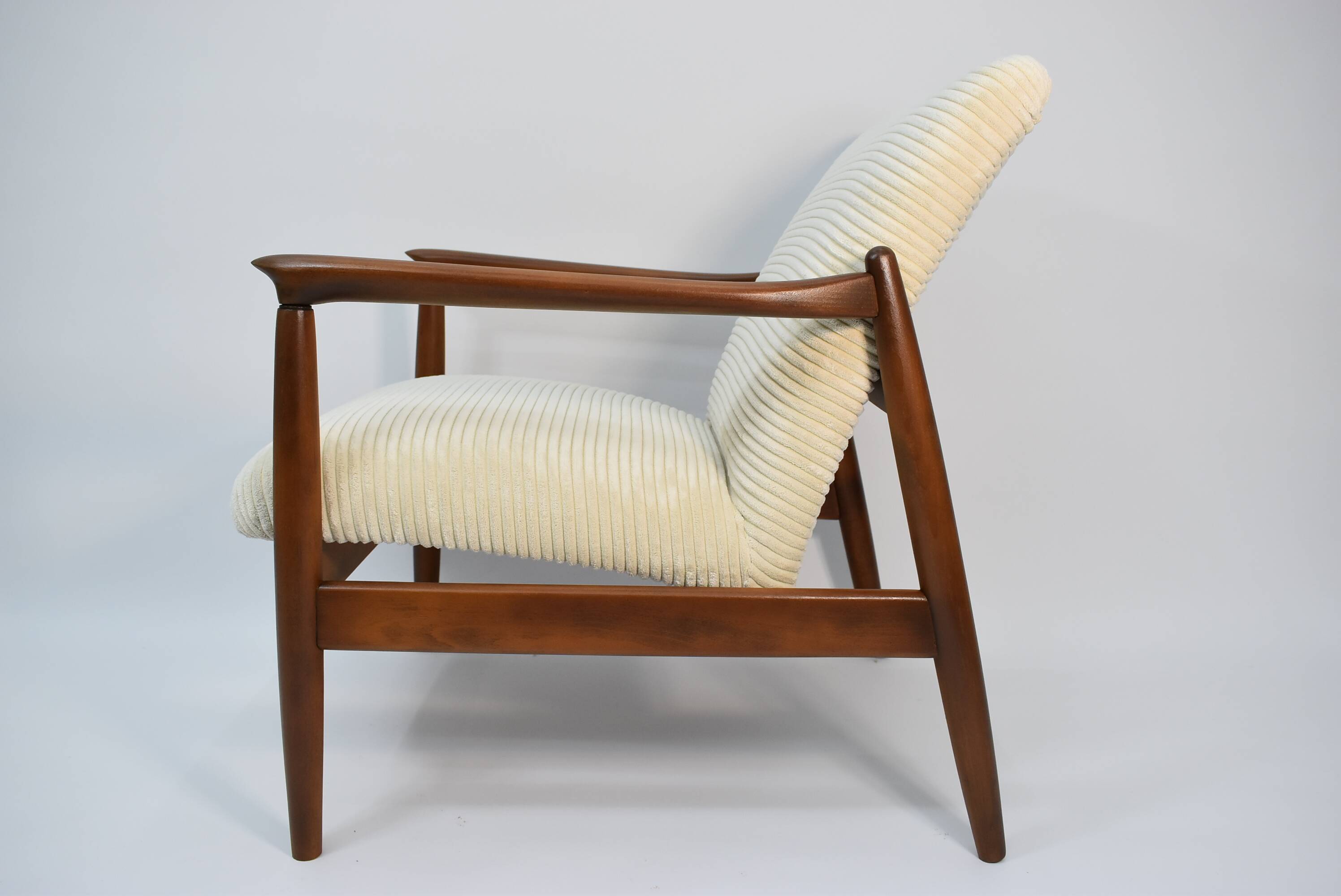 Fully restored vintage armchair by E.Homa, 1960s, beige cord