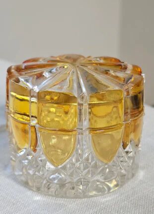 Amber and transparent crystal box Val Saint-Lambert Art Deco
