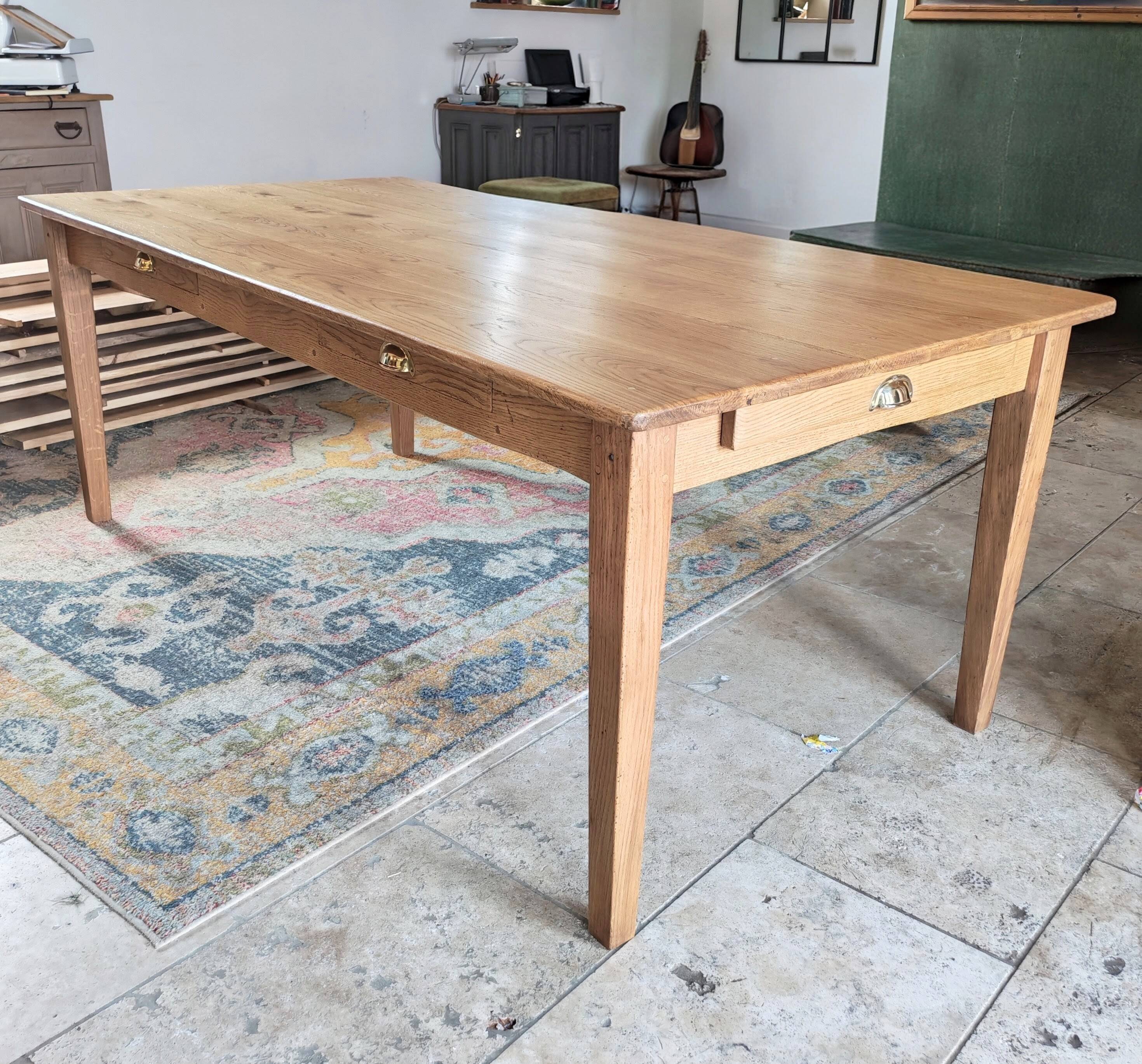 Table de ferme en chêne massif 200x100 avec sa rallonge de 60x100