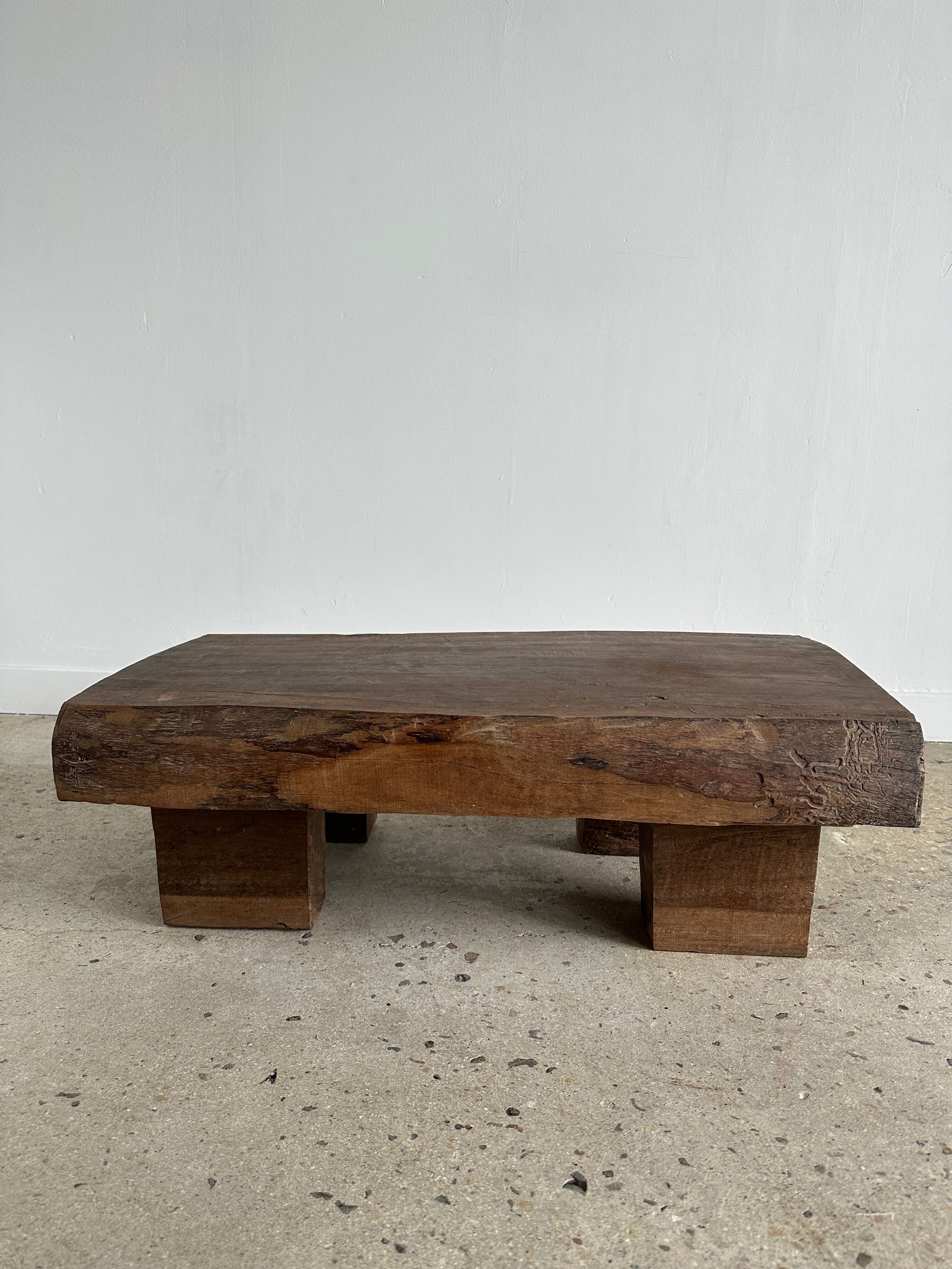 Asian solid wood quadripod brutalist coffee table H30 L81 l42