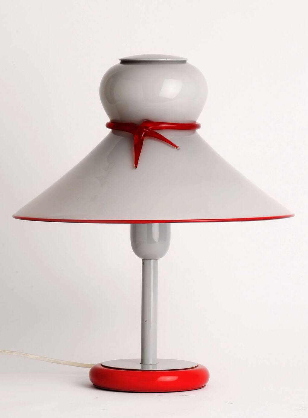 Lampe Murano grise et rouge