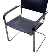 Set of 4 bauhaus cantilever chairs black leather and chrome design 80's