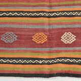 6x12 Long Wide Red Striped Kilim Rug,  190x356Cm