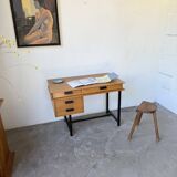 Modernist 50s oak metal desk