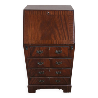 Antique wooden secretary – drop-down, red leather, numerous storage options