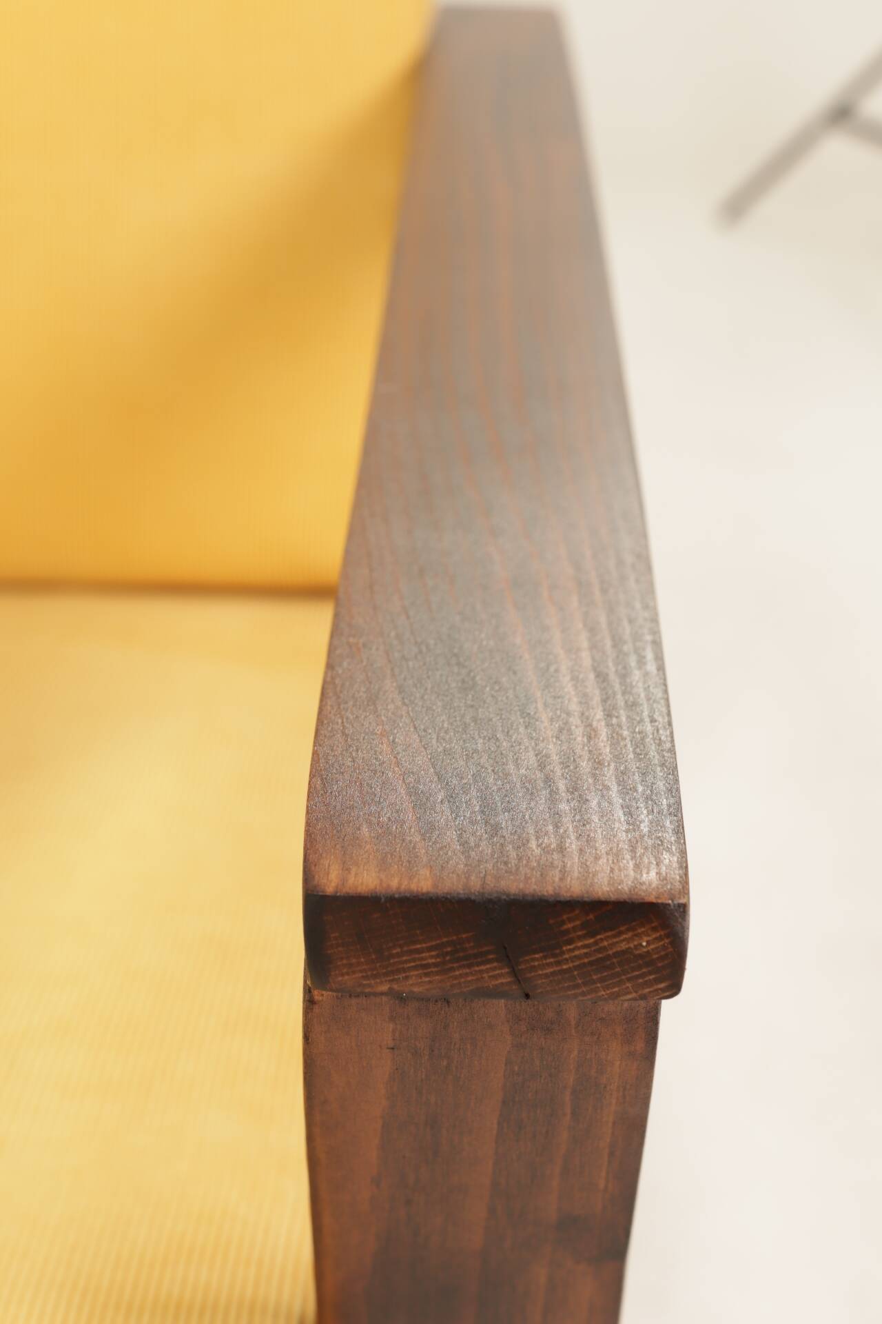 Pair of vintage curved beech armchairs, refurbished – Corduroy fabric