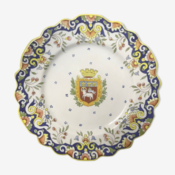 Assiette en faïence  blason Rouen,  ø27cm