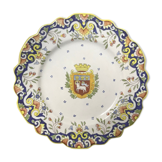 Assiette en faïence  blason Rouen,  ø27cm