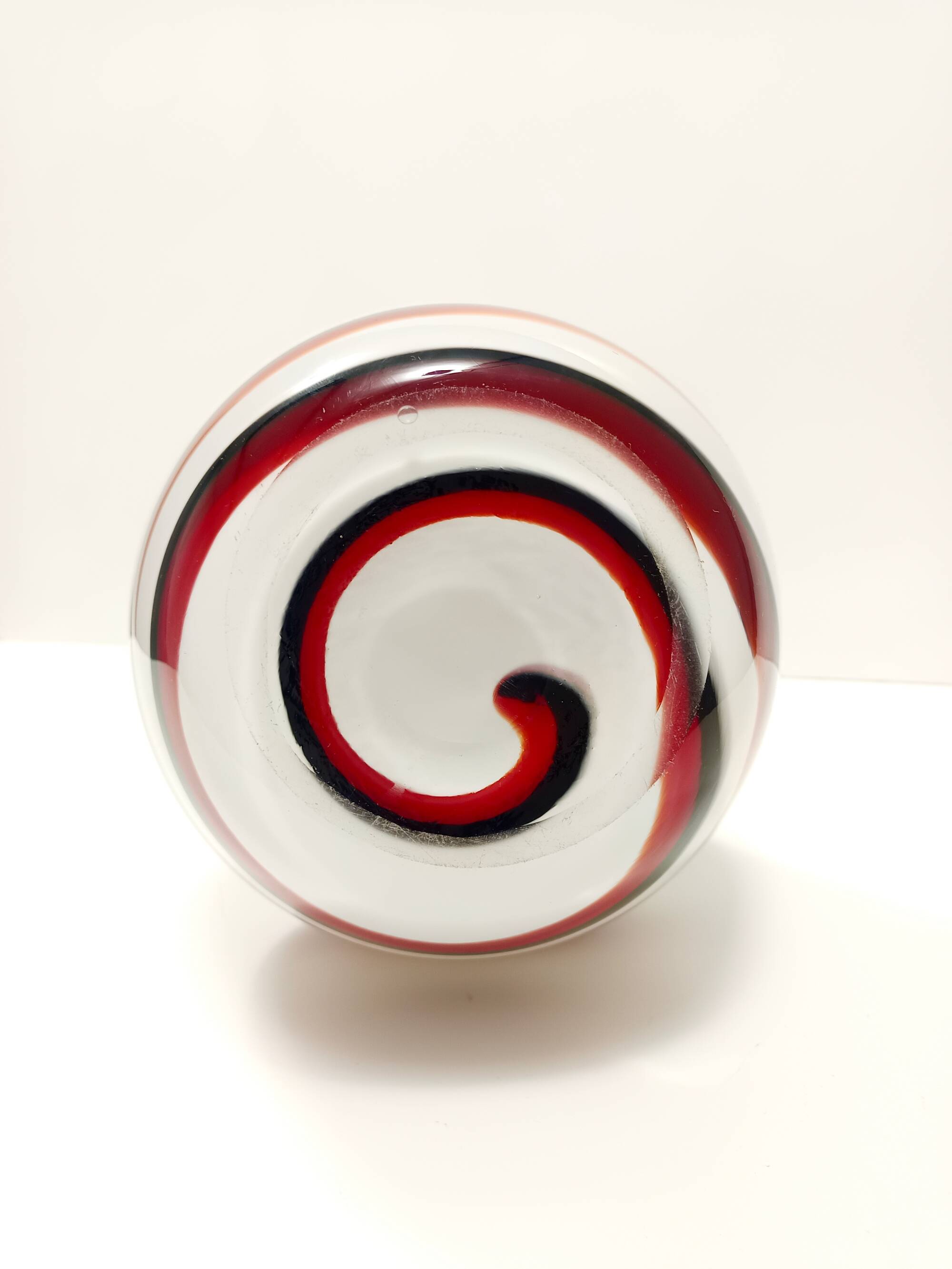 Large Red, Black and White Glass Vase attr. to Carlo Moretti