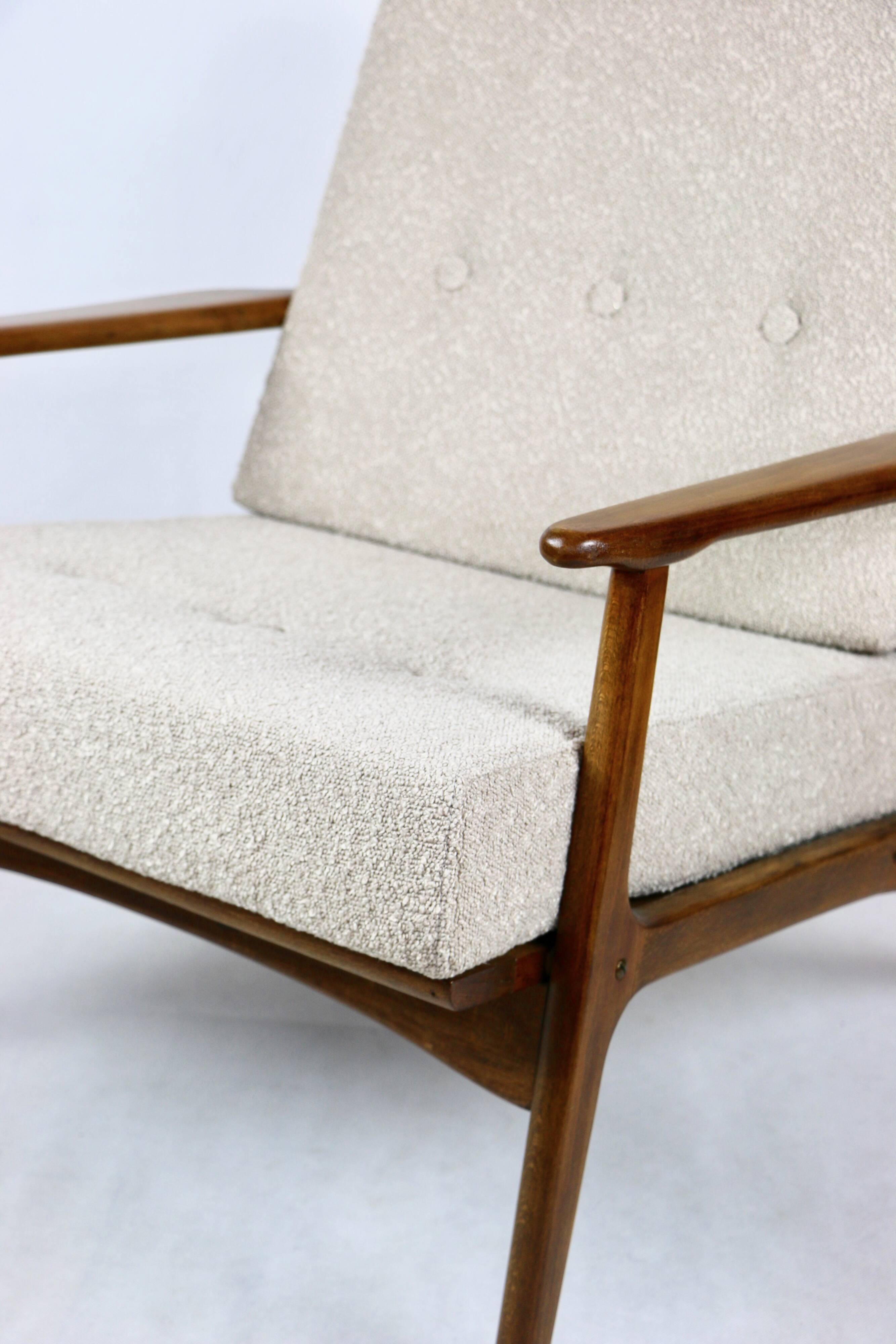 Danish Vintage Beige Boucle Armchair, 1970s