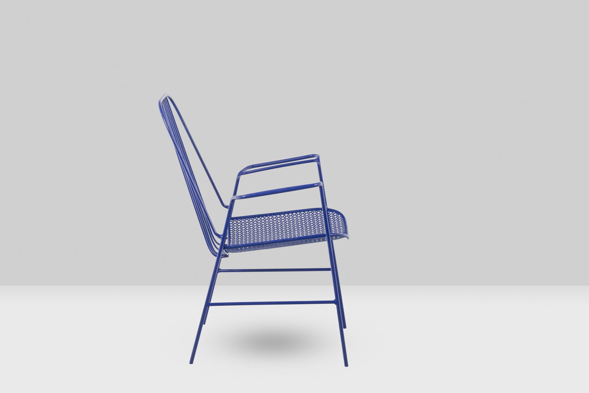 Pair of openwork iron armchairs, 1960s