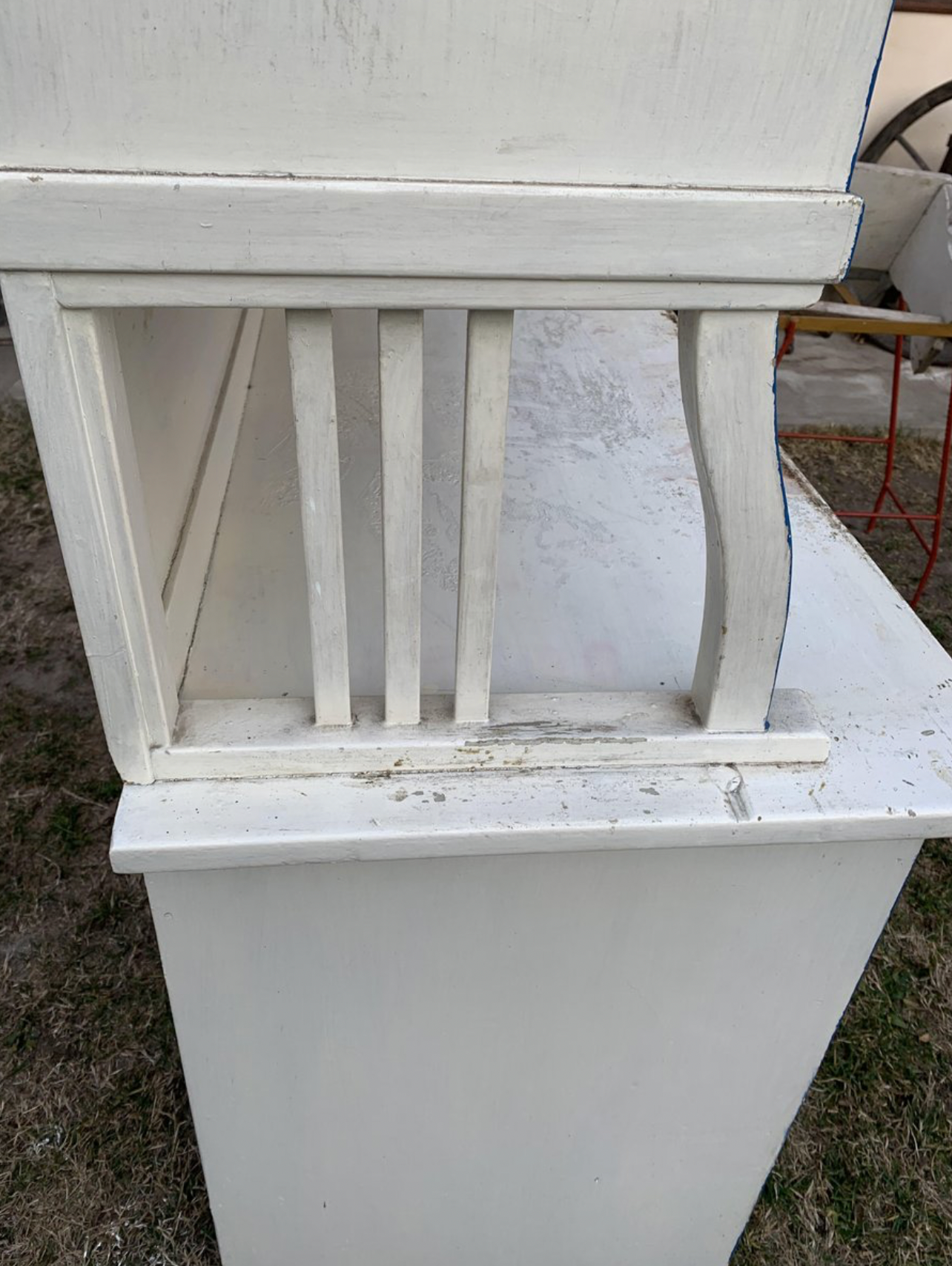 Vintage Glass & Painted Wood Kitchen Cupboard, 1930s