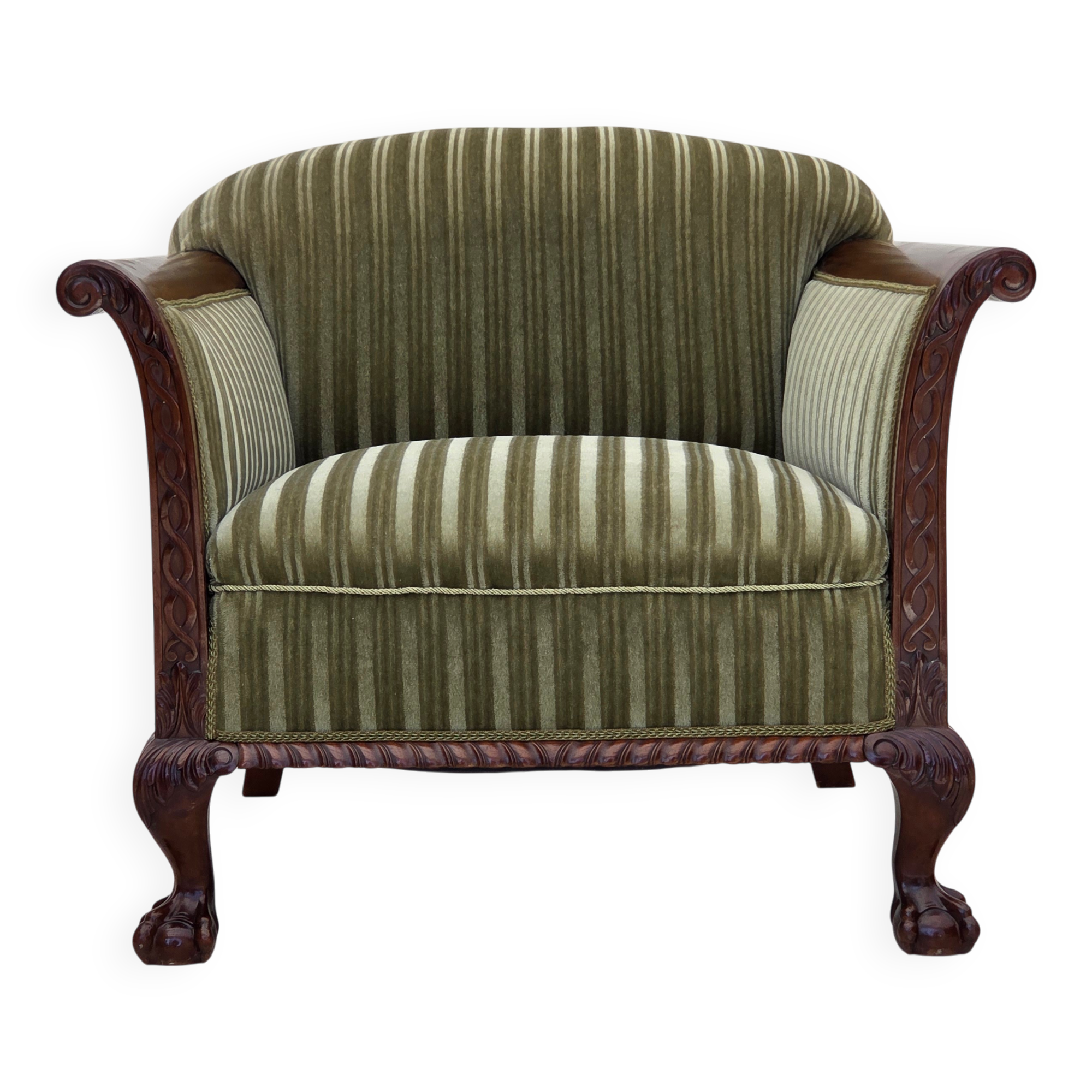 1950s, Danish armchair, furniture velour, teak wood.