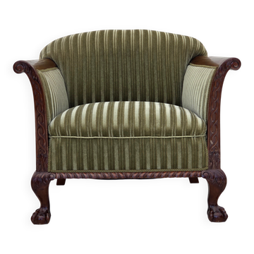 1950s, Danish armchair, furniture velour, teak wood.