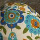 Suspension vintage tissu à fleurs bleues et oranges