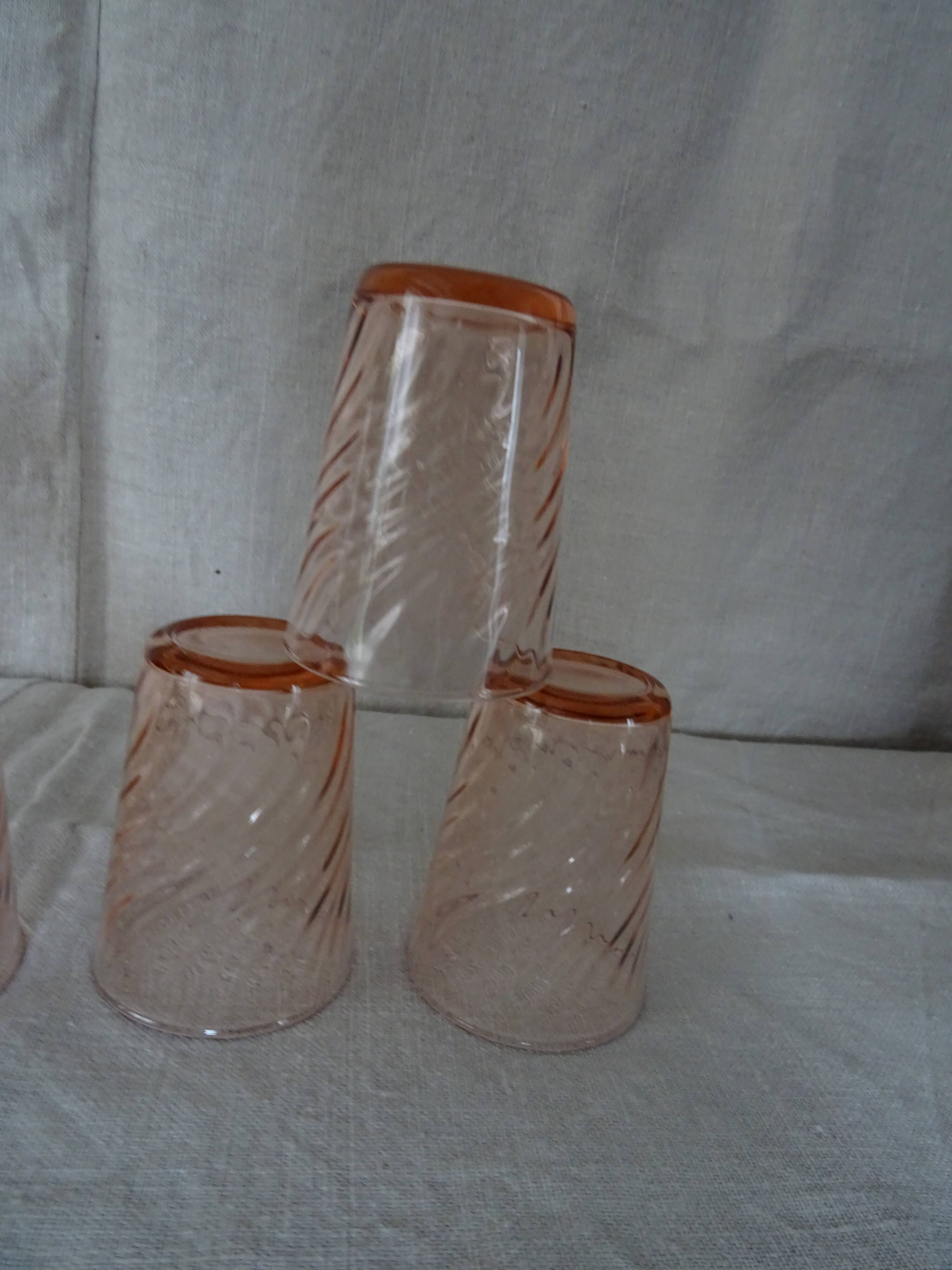 6 verres roses forme gobelet Rosaline Arcoroc Luminarc  vintage