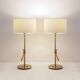 Pair of brushed steel table lamps with adjustable tilt - United Kingdom