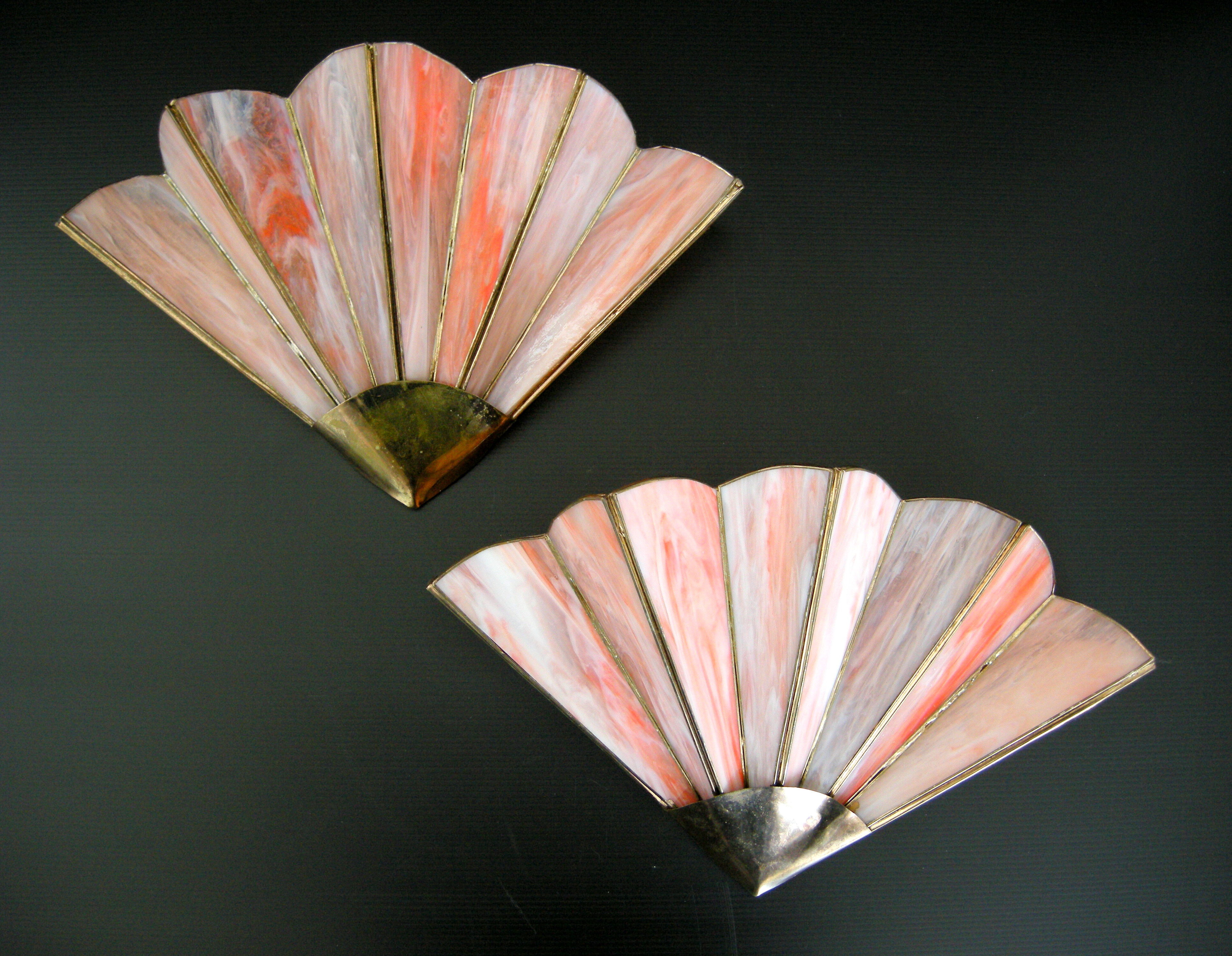 Pair of vintage pearl wall lamps 1970